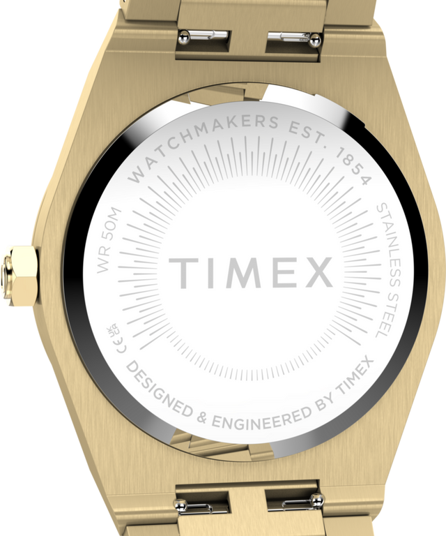 TW2Y82000 Q Timex Marbella 34mm Stainless Steel Bracelet Watch Caseback Image