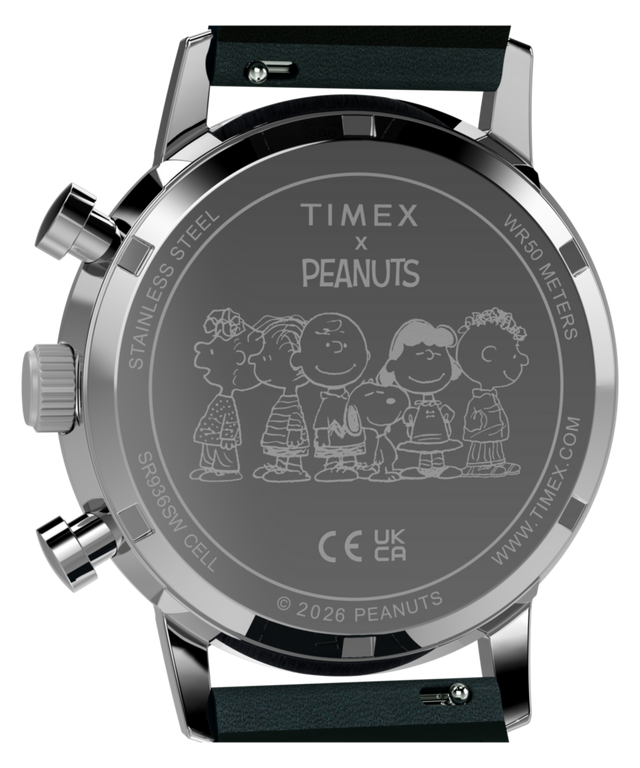 TW2Y85300 Peanuts® x Timex Marlin® Chronograph 40mm Leather Strap Watch  Caseback Image