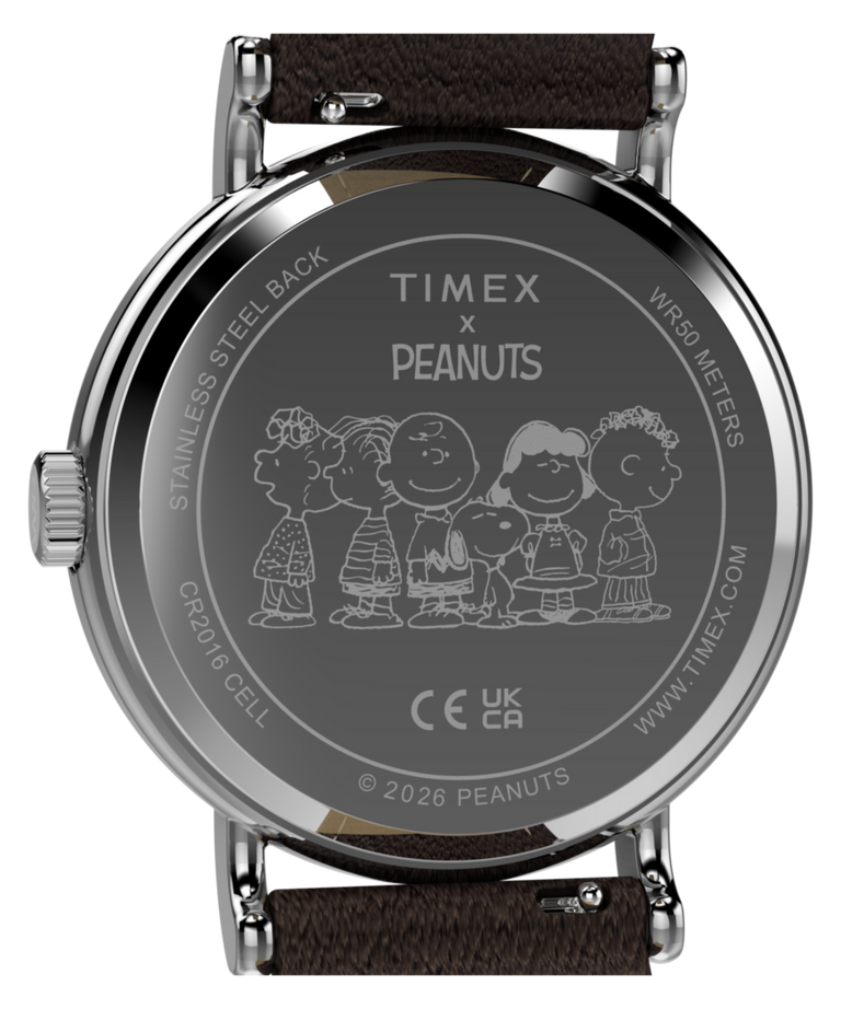 TW2Y85800 Peanuts® x Timex Weekender® Pumpkin 40mm Leather Strap Watch   Caseback Image