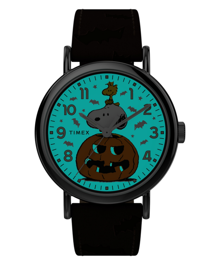 TW2Y85800 Peanuts® x Timex Weekender® Pumpkin 40mm Leather Strap Watch   Indiglo On