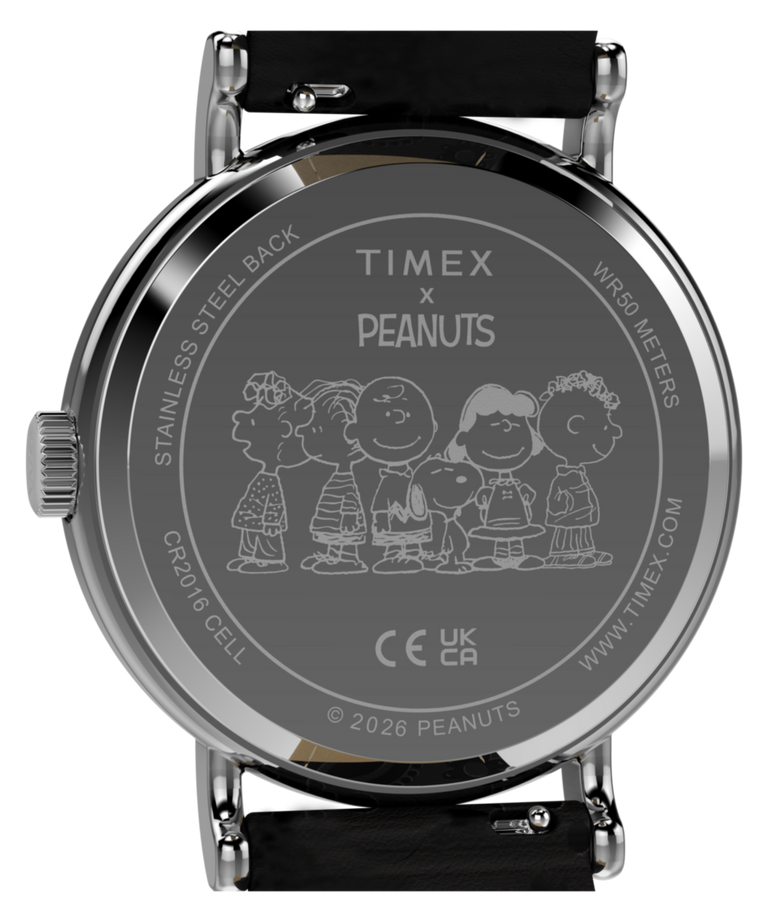TW2Y85900 Peanuts® x Timex Weekender® Day of the Dead 40mm Leather Strap Watch Caseback Image