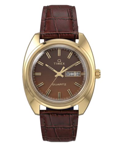 TW2Y87200 Timex 1978 Day Date Fumé Reissue 37mm Leather Strap Watch Primary Image