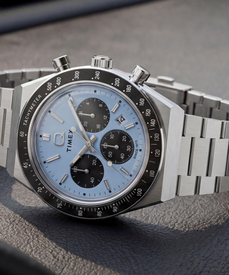 TW2Y88600 Q Timex Chronograph 40mm Stainless Steel Bracelet Watch Campaign Key Silhouettes (Beauty shots) Image
