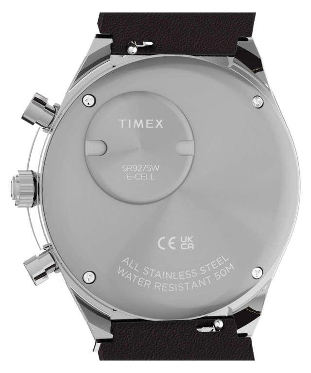 TW2Y88700 Q Timex Chronograph 40mm Leather Strap Watch Caseback Image