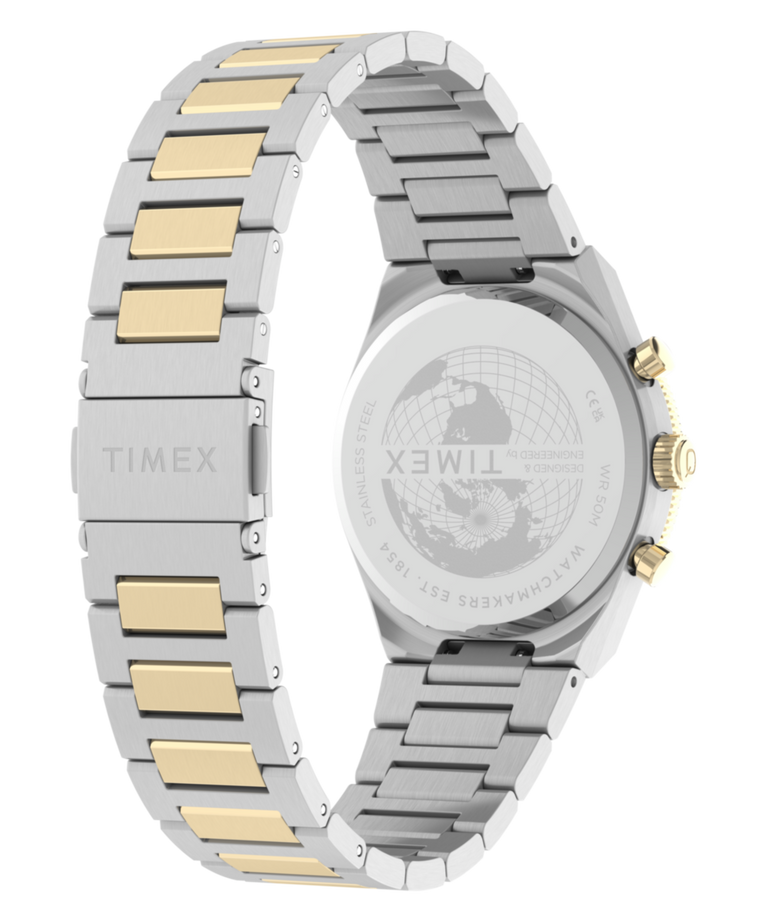 TW2Y92300 Q Timex Continental Chronograph 36mm Stainless Steel Bracelet Watch Caseback with Attachment Image