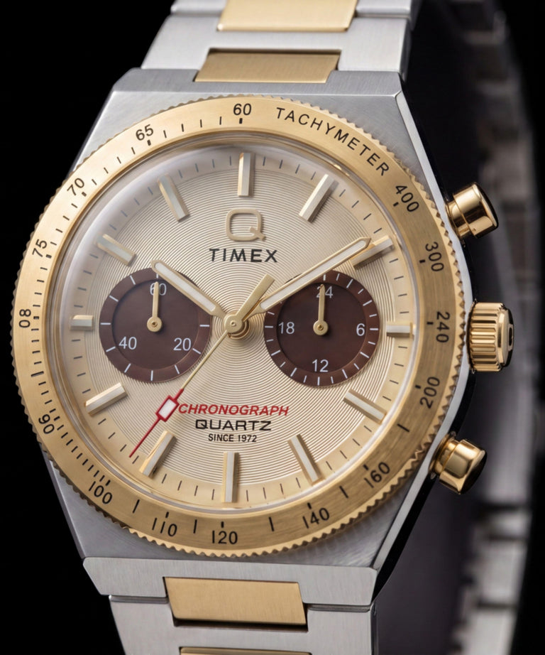 TW2Y92300 Q Timex Continental Chronograph 36mm Stainless Steel Bracelet Watch Alt Beauty Shot 4