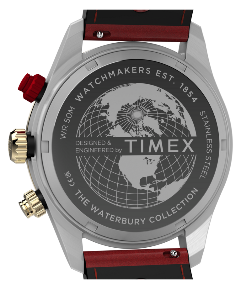 TW2Y93400 Waterbury Heritage Chronograph 39mm Leather Strap Watch Caseback Image