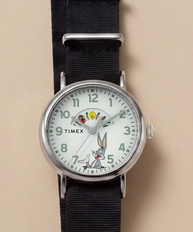 TW2Y99100 Looney Tunes Bugs and Friends x Timex Standard 40mm Fabric Strap Watch Campaign Key Silhouettes (Beauty shots) Image