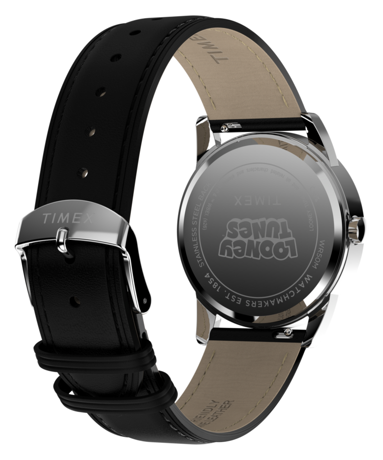 TW2Y99300 Looney Tunes Marvin the Martian x Timex Easy Reader® 38mm Leather Strap Watch Caseback with Attachment Image
