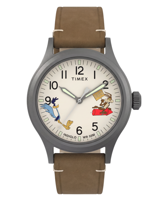 TW2Y99400 Looney Tunes Road Runner & Wile E. Coyote x Timex Expedition® Scout 40mm Leather Strap Watch Primary Image