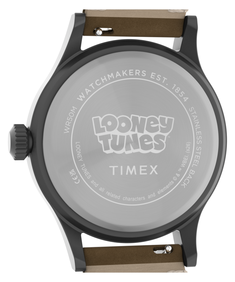 TW2Y99400 Looney Tunes Road Runner & Wile E. Coyote x Timex Expedition® Scout 40mm Leather Strap Watch Caseback Image