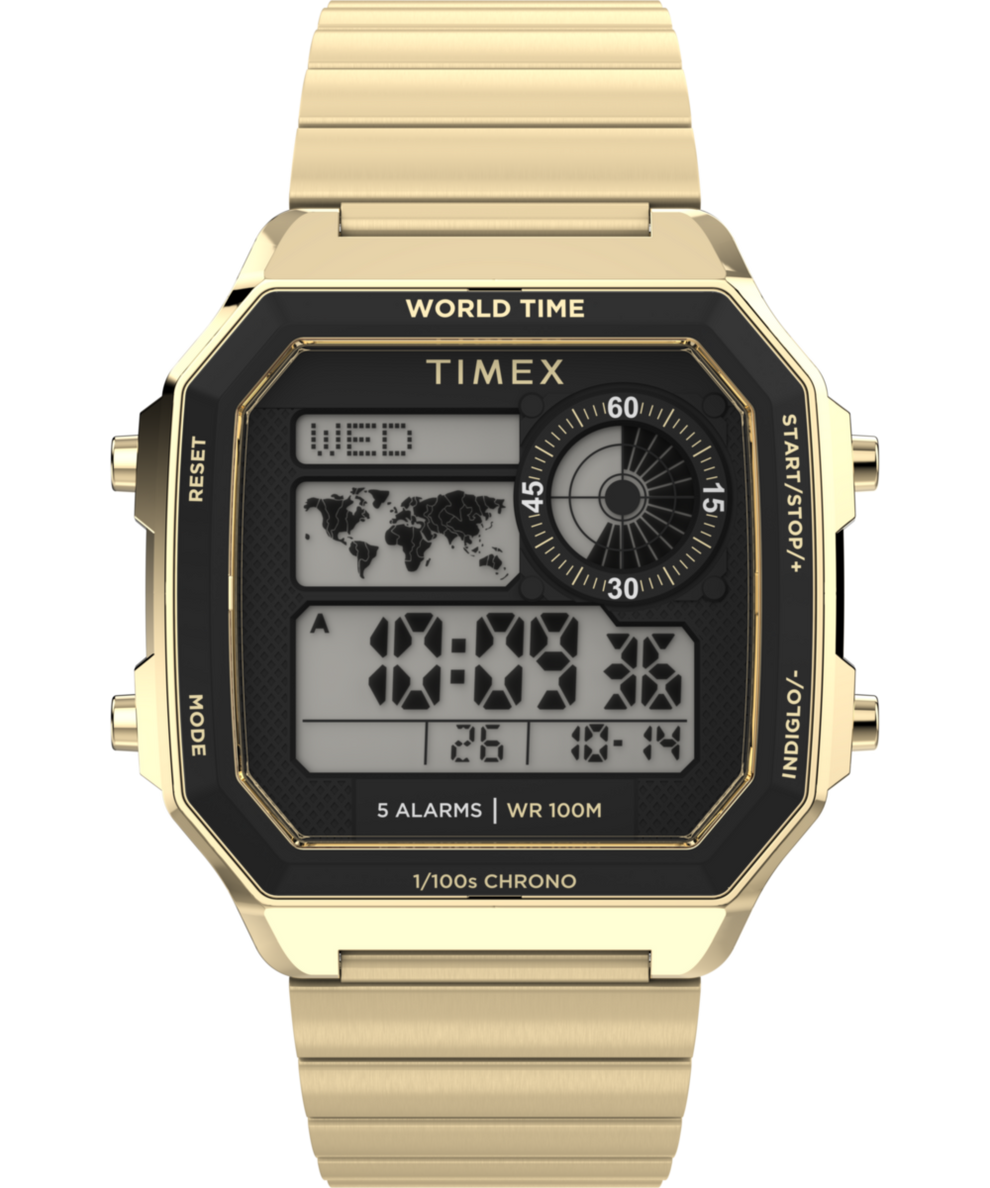 TW5M69000 World Time Digital 40mm Stainless Steel Bracelet Watch Primary Image