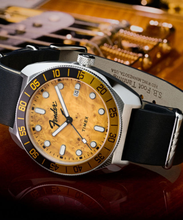 TW6A14600 Fender x Timex Automatic 41mm Leather Strap Watch Campaign Key Silhouettes (Beauty shots) Image