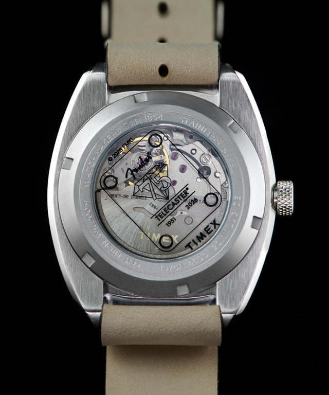TW6A14600 Fender x Timex Automatic 41mm Leather Strap Watch Alt Beauty Shot 4