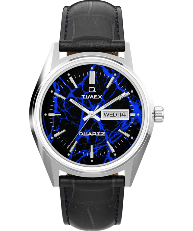 TW6A33800 Q Timex Blue Vega 38mm Leather Strap Watch Primary Image
