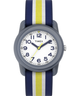 TW7C05800 TIMEX TIME MACHINES® 29mm Blue/Yellow Stripe Elastic Fabric Kids Watch Primary Image