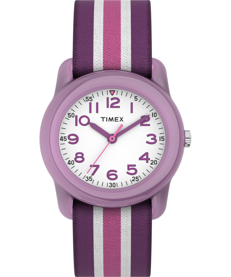 TIMEX TIME MACHINES® 29mm Purple Stripe Elastic Fabric Kids Watch