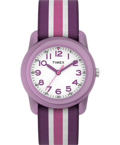 TW7C06100 TIMEX TIME MACHINES® 29mm Purple Stripe Elastic Fabric Kids Watch Primary Image