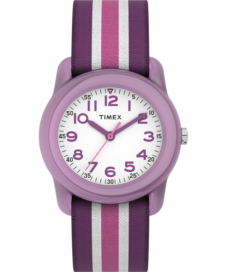 TW7C06100 TIMEX TIME MACHINES® 29mm Purple Stripe Elastic Fabric Kids Watch Primary Image