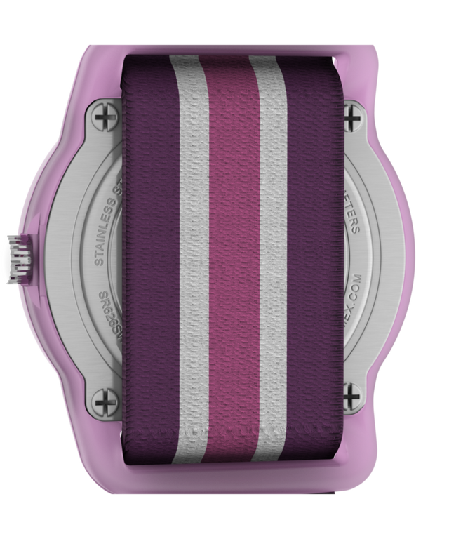 TW7C06100 TIMEX TIME MACHINES® 29mm Purple Stripe Elastic Fabric Kids Watch Caseback Image