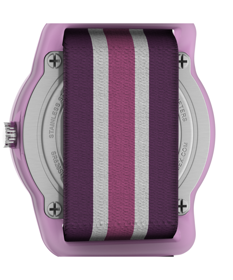 TW7C06100 TIMEX TIME MACHINES® 29mm Purple Stripe Elastic Fabric Kids Watch Caseback Image