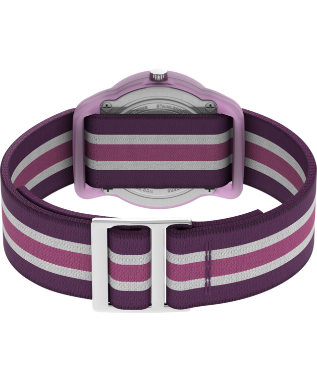 TW7C06100 TIMEX TIME MACHINES® 29mm Purple Stripe Elastic Fabric Kids Watch Caseback with Attachment Image