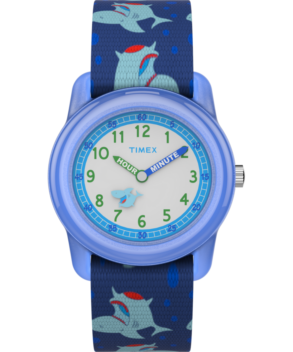 TW7C13500 TIMEX TIME MACHINES® 29mm Blue Shark Elastic Fabric Kids Watch Primary Image