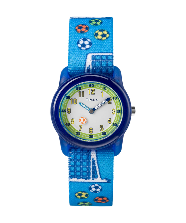 TW7C16500 TIMEX TIME MACHINES® 29mm Blue Soccer Elastic Fabric Kids Watch Primary Image
