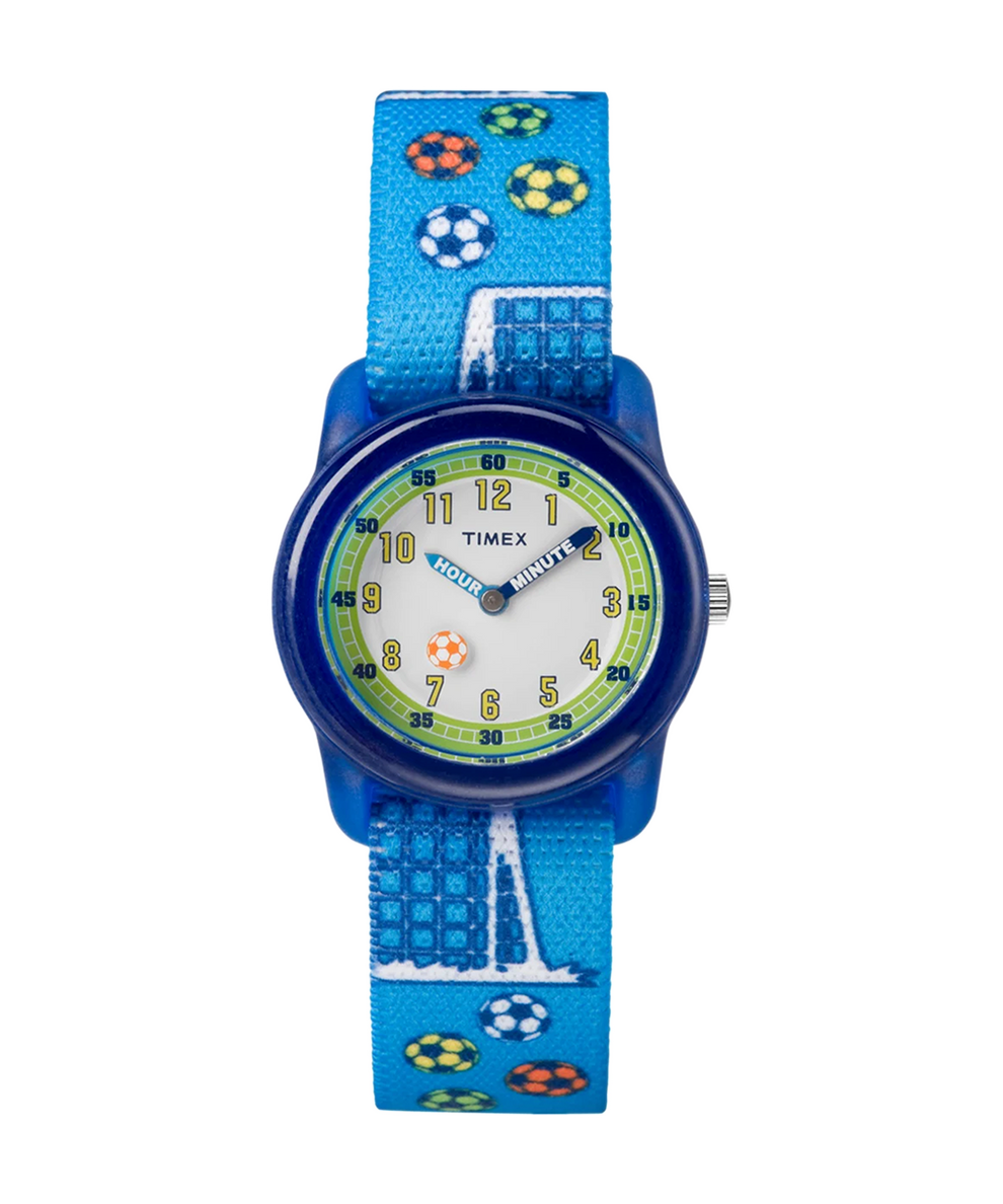 TW7C16500 TIMEX TIME MACHINES® 29mm Blue Soccer Elastic Fabric Kids Watch Primary Image