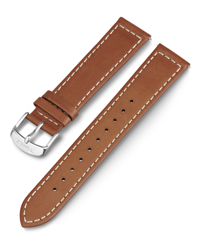 TW7C20500 Tan Two-Piece Stitched Leather Strap Primary Image