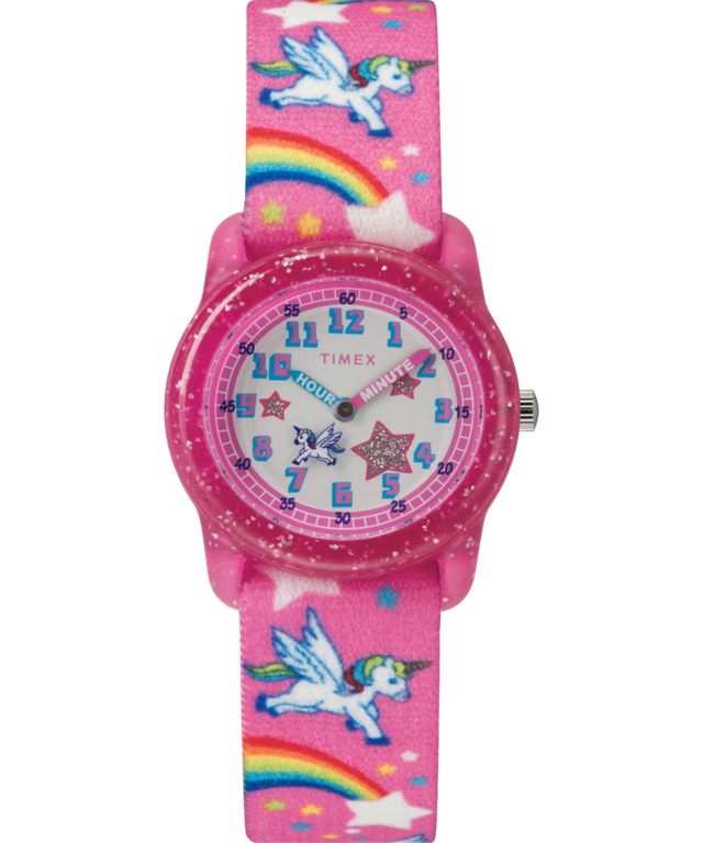 TIMEX TIME MACHINES® 29mm Rainbow Unicorn Pink Elastic Fabric Kids