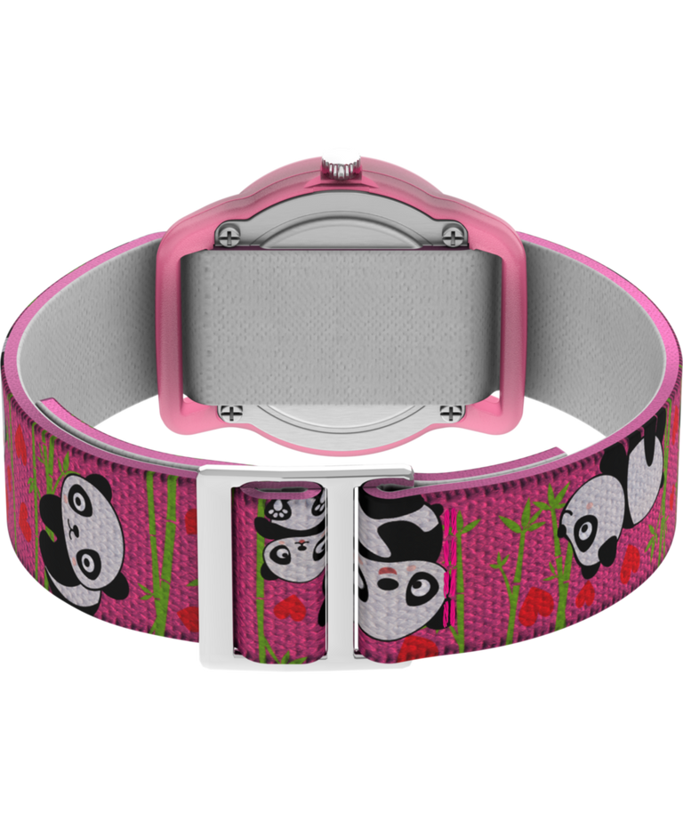 TW7C77100 TIMEX TIME MACHINES® 29mm Pink Panda Elastic Fabric Kids Watch Caseback with Attachment Image