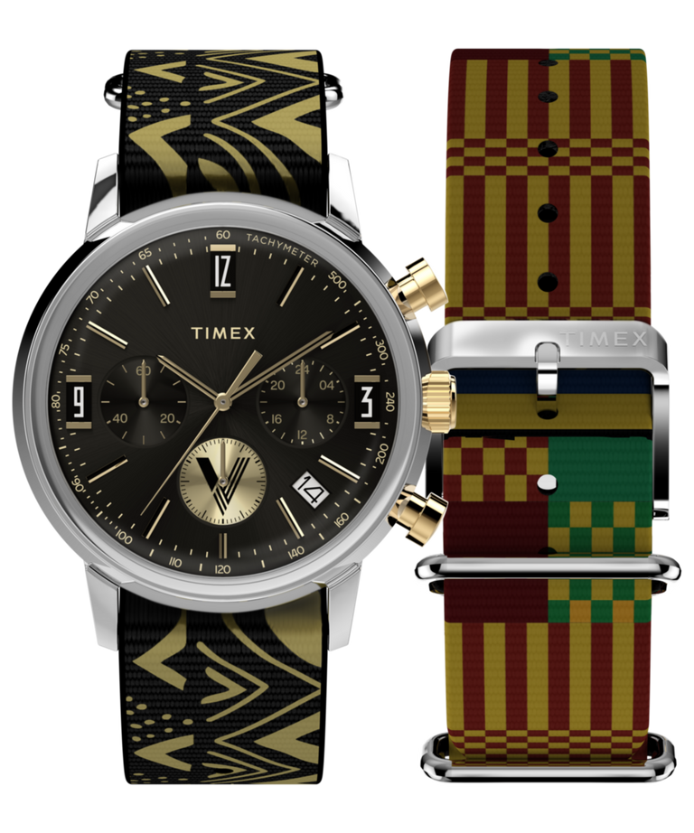TWG069100 Vontélle x Timex Marlin Quartz Chronograph 40mm Fabric Strap Watch Gift Set Primary Image