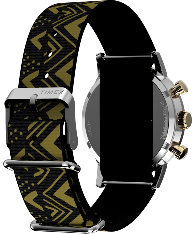 TWG069100 Vontélle x Timex Marlin Quartz Chronograph 40mm Fabric Strap Watch Gift Set Caseback with Attachment Image
