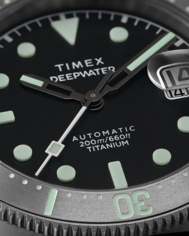 Image of the Timex Deepwater Reef 200 Titanium Automatic dive watch. 