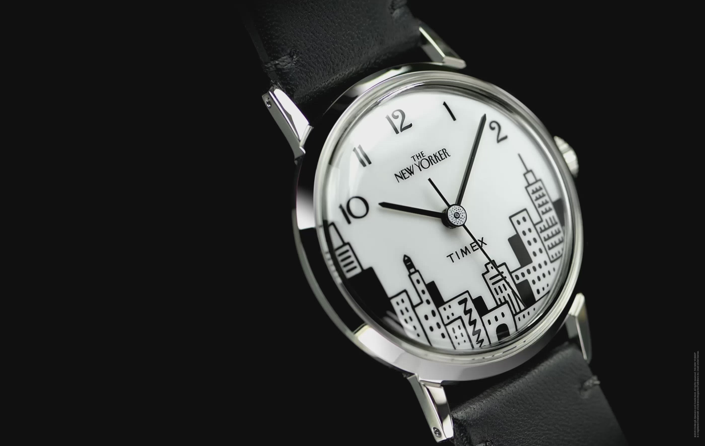 A stylish and sophisticated video showcasing the Timex x The New Yorker collaboration watch. The footage highlights the watch’s elegant design, featuring classic details, refined craftsmanship, and branding inspired by The New Yorker. 