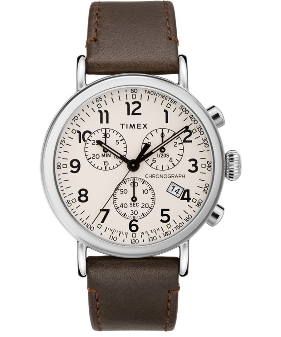 TW2T21000VQ Timex® Standard Chronograph 41mm Leather Strap Watch primary image