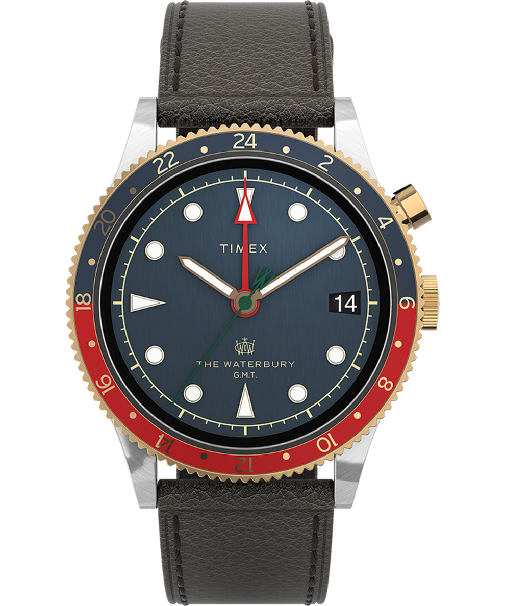 Waterbury Traditional GMT 39mm Leather Strap Watch