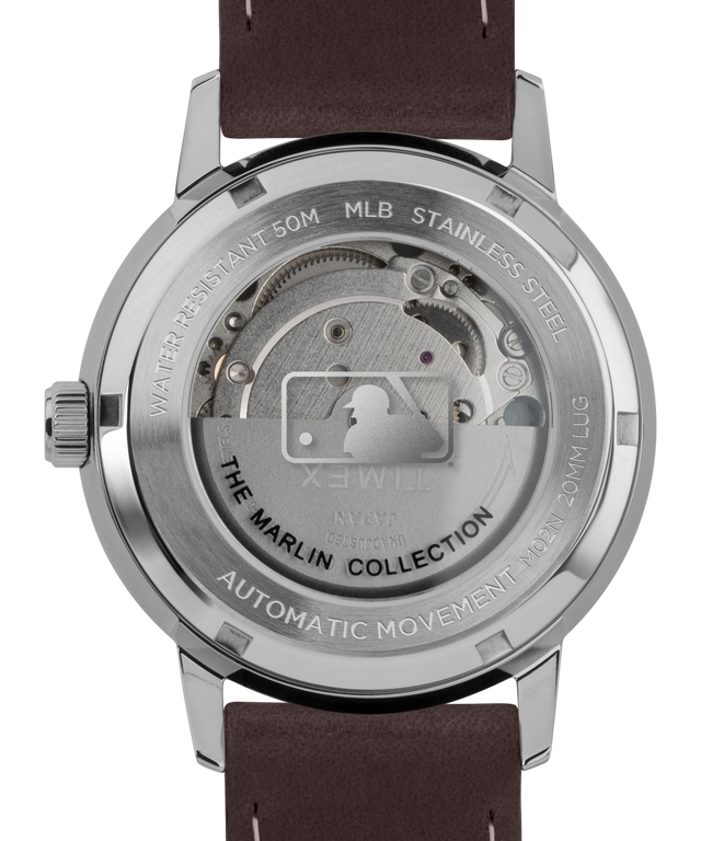 TW2U93300V3 Marlin® Automatic 40mm Leather Strap Watch Featuring Chicago Cubs™ caseback image