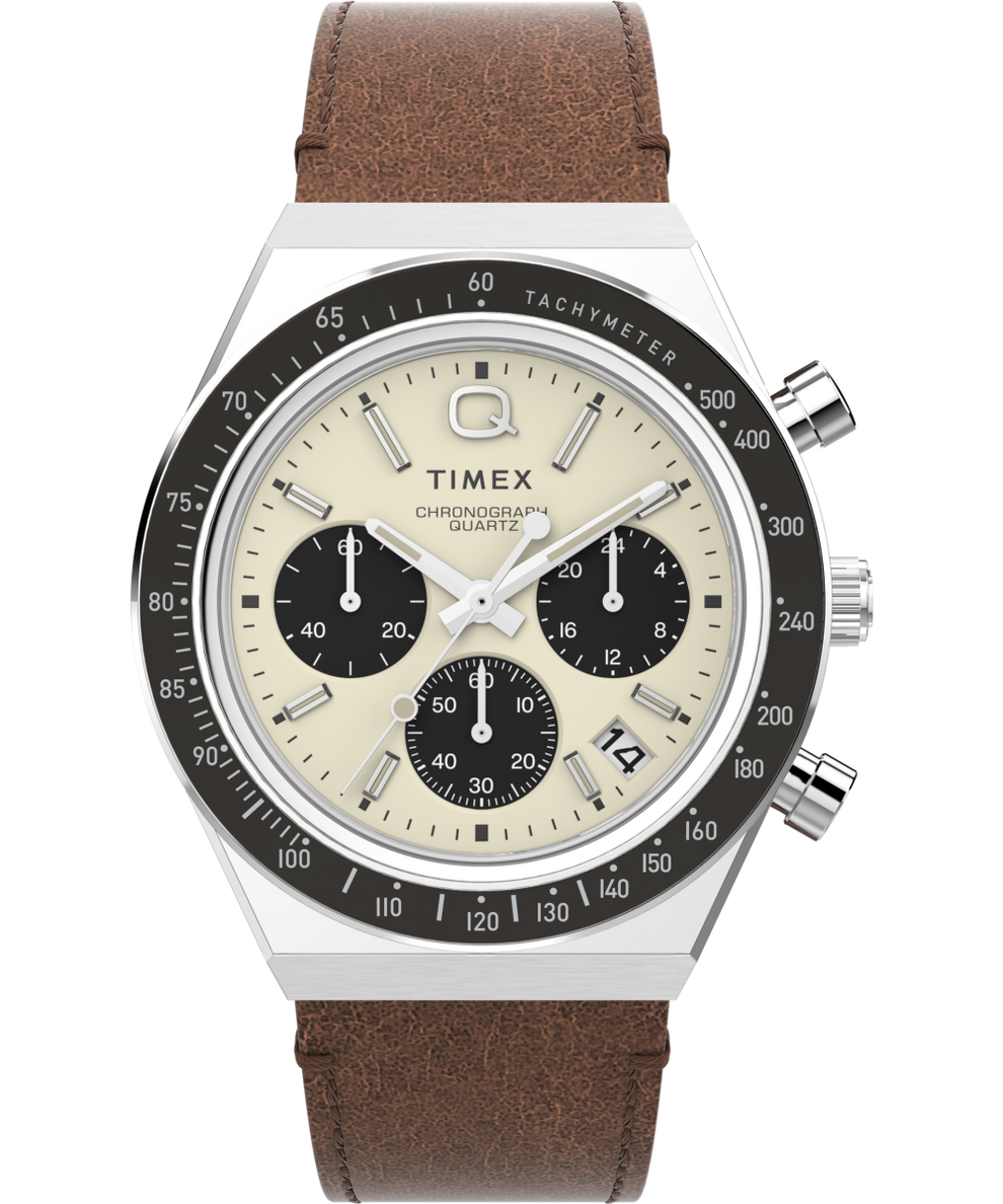 TW2V42800V3 Q Timex Chronograph 40mm Leather Strap Watch primary image