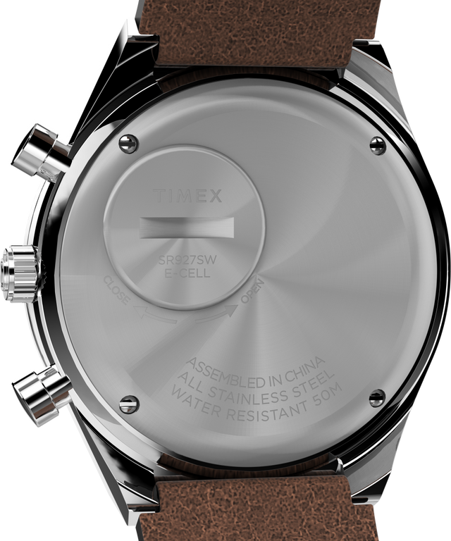 TW2V42800V3 Q Timex Chronograph 40mm Leather Strap Watch caseback image