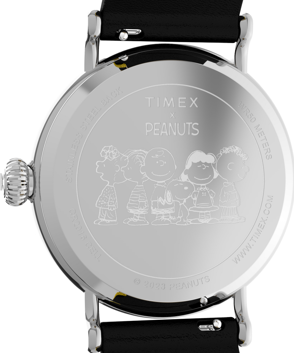 TW2V60400VQ Timex Standard x Peanuts Featuring Snoopy St Patrick's Day 40mm Leather Strap Watch caseback image