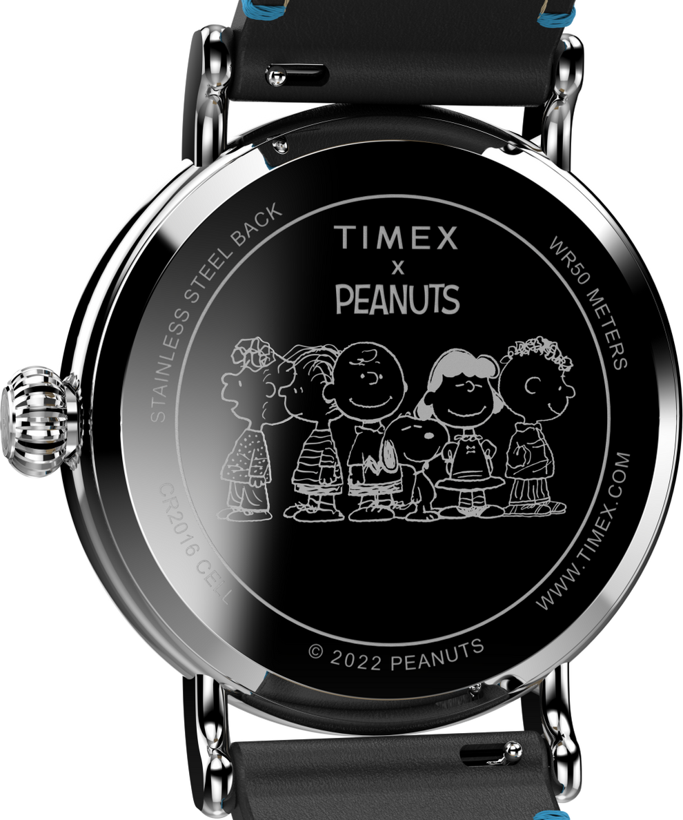 TW2V60600VQ Timex Standard x Peanuts Featuring Snoopy Back to School 40mm Leather Strap Watch caseback image