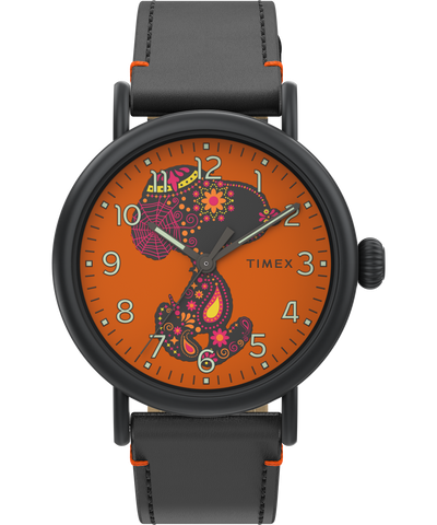 TW2V60800VQ Timex Standard x Peanuts Featuring Snoopy Dia de los Muertos 40mm Leather Strap Watch primary image