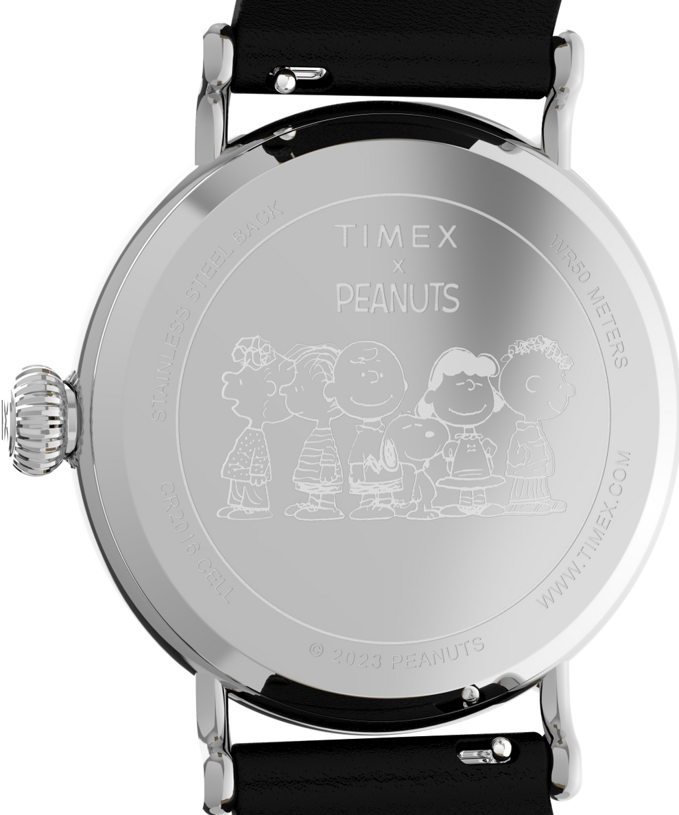 TW2V61000VQ Timex Standard x Peanuts Featuring Snoopy Happy Birthday 40mm Leather Strap Watch caseback image