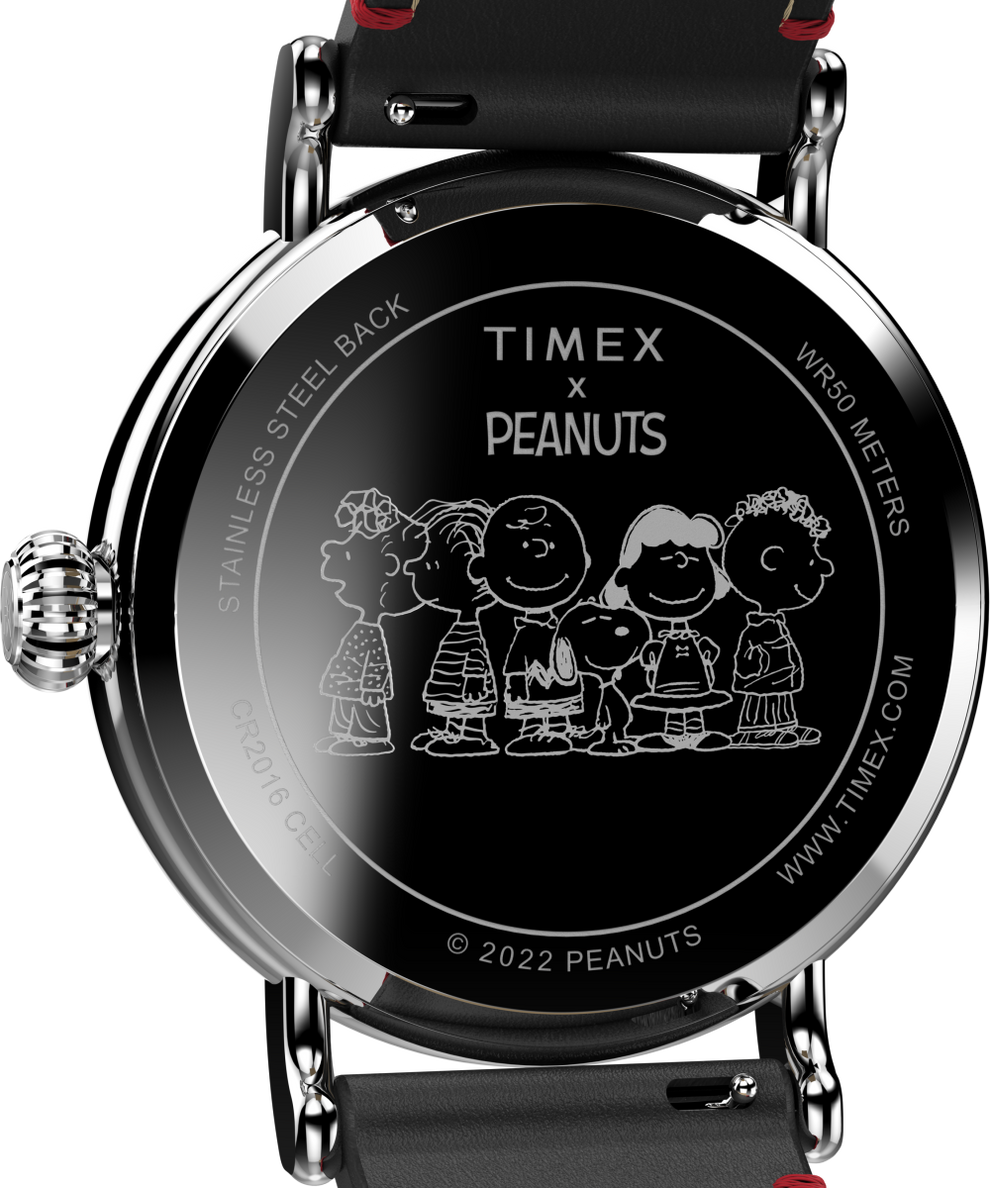 TW2V61100VQ Timex Standard x Peanuts Featuring Snoopy Holiday 40mm Leather Strap Watch caseback image