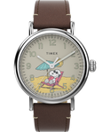 TW2V61200VQ Timex Standard x Peanuts Featuring Snoopy at the Beach 40mm Leather Strap Watch primary image