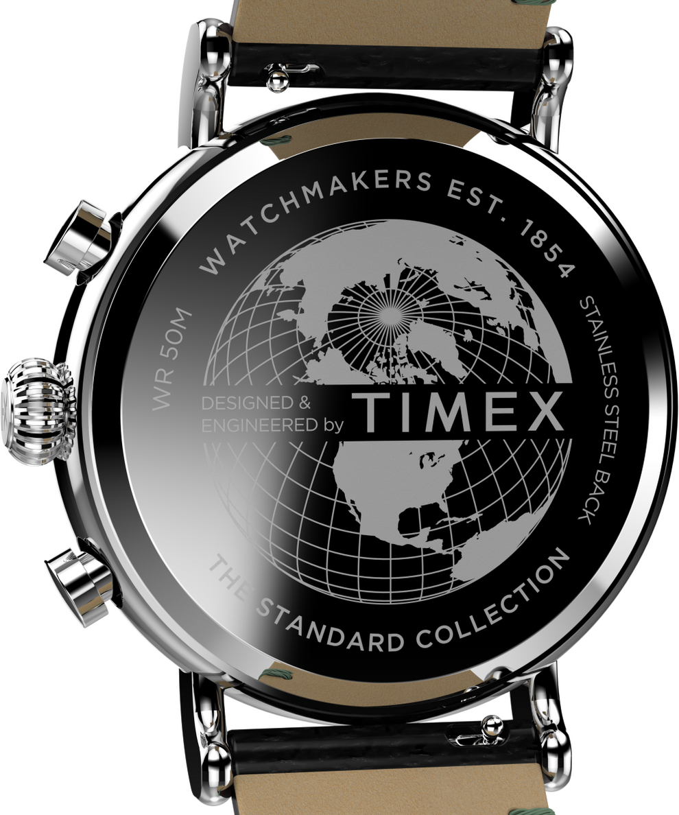 TW2V71000VQ Timex Standard Chronograph 41mm Eco-Friendly Leather Strap Watch caseback image
