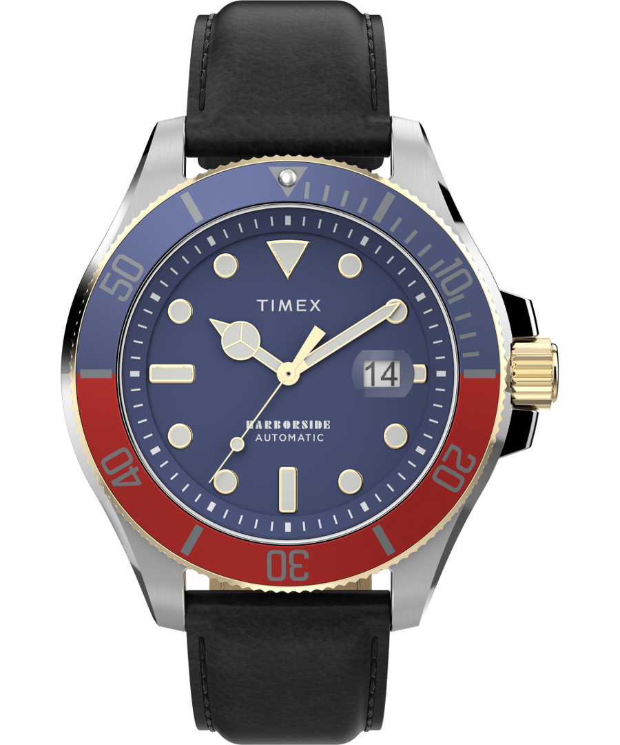Harborside Coast Automatic 44mm Leather Strap Watch