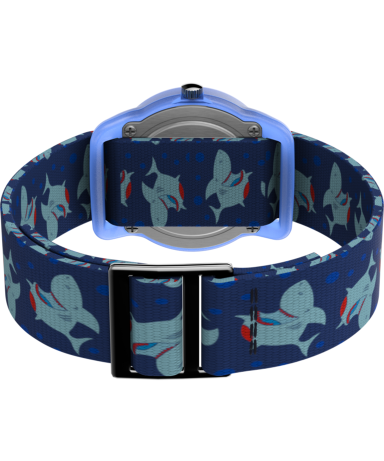 TW7C135009J TIMEX TIME MACHINES® 29mm Blue Shark Elastic Fabric Kids Watch back (with strap) image